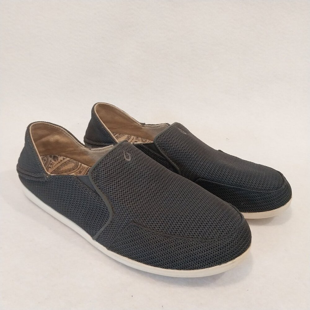 Olukai Shoes Womens 8.5 Black Gray Slip On Breathable Mesh Comfort Sneakers